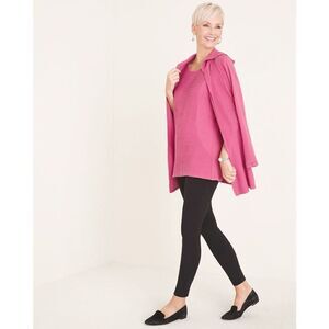 NWT Chicos Zenergy waffle knit cardigan hoodie jacket Sz 1 Pink